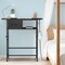 Black Vanity Desk with Charging Station, Makeup Table with Drawer, Open Shelf, and Headphone Hook